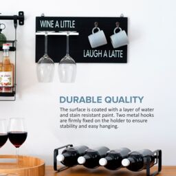 Wicked Gizmos Wall Mounted Coffee Mug & Wine Glass Holder in Black - thumbnail 3