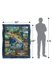 JQ Licensing Bass Fishing Silky Touch Super Soft Throw Blanket 152 X 127 cm in White - thumbnail 5