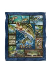 JQ Licensing Bass Fishing Silky Touch Super Soft Throw Blanket 152 X 127 cm in White - thumbnail 1
