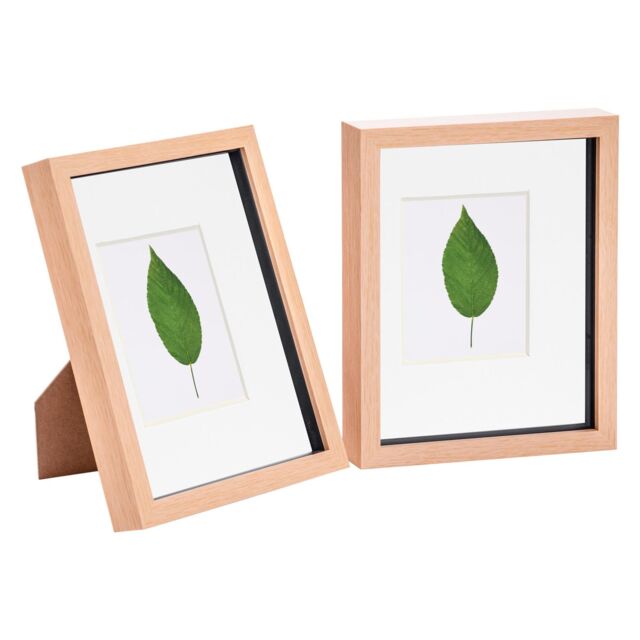 "Nicola Spring 3D Box Photo Frames - 8 x 10"" with 4 x 6"" Mount - Black Mount - Pack of 2 in Light Brown" - image 1