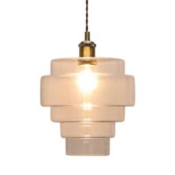 First Choice Lighting Set of 2 Benson - 5 Tier Clear Glass Easy Fit Pendant Lightshades - thumbnail 5