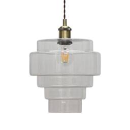 First Choice Lighting Set of 2 Benson - 5 Tier Clear Glass Easy Fit Pendant Lightshades - thumbnail 4