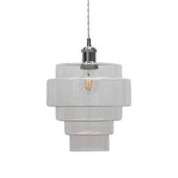 First Choice Lighting Set of 2 Benson - 5 Tier Clear Glass Easy Fit Pendant Lightshades - thumbnail 2