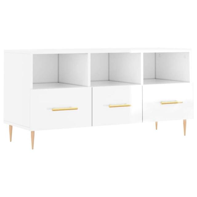 Berkfield Home TV Cabinet High Gloss White 102x36x50 cm Engineered Wood - Size: 102 x 36 x 50 cm - image 1