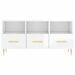Berkfield Home TV Cabinet High Gloss White 102x36x50 cm Engineered Wood - Size: 102 x 36 x 50 cm - thumbnail 5