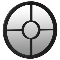 Berkfield Home Mirror Black 60x4 cm Iron Round for Indoor Use - thumbnail 3