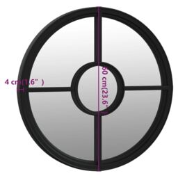 Berkfield Home Mirror Black 60x4 cm Iron Round for Indoor Use - thumbnail 6