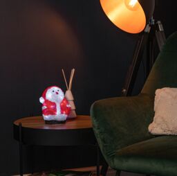 Samuel Alexander 19cm Acrylic Sitting Christmas Santa With 16 Ice White LEDs in Red - thumbnail 2