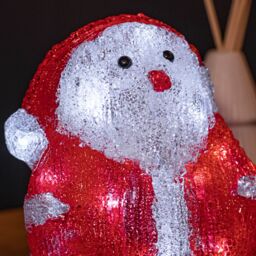 Samuel Alexander 19cm Acrylic Sitting Christmas Santa With 16 Ice White LEDs in Red - thumbnail 3
