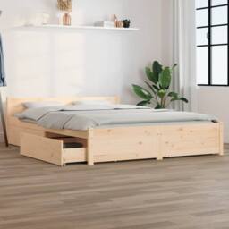 Berkfield Home Bed Frame with Drawers 120x200 cm in Natural - Size: Small Double - thumbnail 2