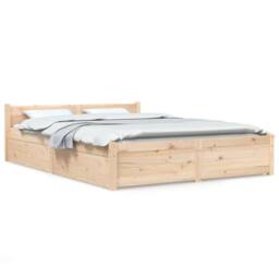 Berkfield Home Bed Frame with Drawers 120x200 cm in Natural - Size: Small Double - thumbnail 1