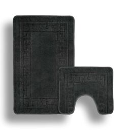 Velosso Greek Key Bathmat Set - Antislip in Charcoal - thumbnail 2