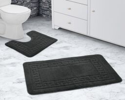 Velosso Greek Key Bathmat Set - Antislip in Charcoal - thumbnail 3