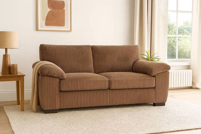 LUXURY LIFE Amalfi Jumbo Cord Fabric 2 Seater Sofa in Light Brown