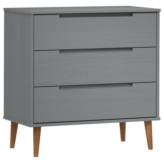 Berkfield Home Drawer Cabinet MOLDE Grey 80x40x80 cm Solid Wood Pine - Size: 80 x 40 x 80 cm - image 1