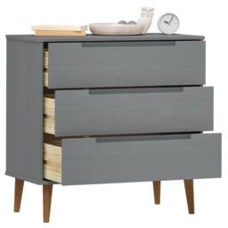 Berkfield Home Drawer Cabinet MOLDE Grey 80x40x80 cm Solid Wood Pine - Size: 80 x 40 x 80 cm - thumbnail 3