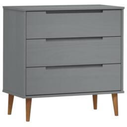 Berkfield Home Drawer Cabinet MOLDE Grey 80x40x80 cm Solid Wood Pine - Size: 80 x 40 x 80 cm - thumbnail 1