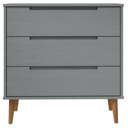Berkfield Home Drawer Cabinet MOLDE Grey 80x40x80 cm Solid Wood Pine - Size: 80 x 40 x 80 cm - thumbnail 4