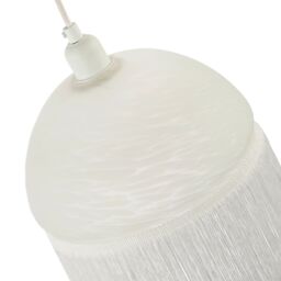 Happy Homewares Traditional Opal White Domed Glass Pendant Shade with Long Tassels - thumbnail 3