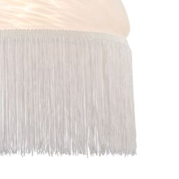 Happy Homewares Traditional Opal White Domed Glass Pendant Shade with Long Tassels - thumbnail 5