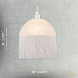 Happy Homewares Traditional Opal White Domed Glass Pendant Shade with Long Tassels - thumbnail 7