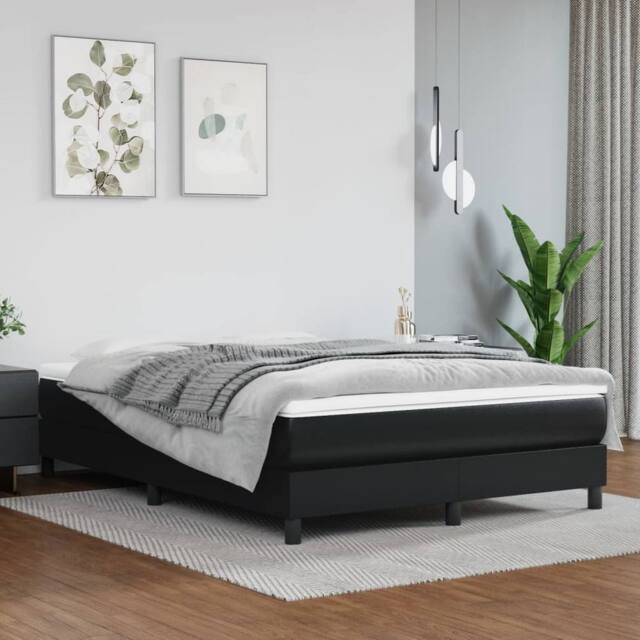Berkfield Home Box Spring Bed Frame Black 135x190 cm Double Faux Leather - image 1