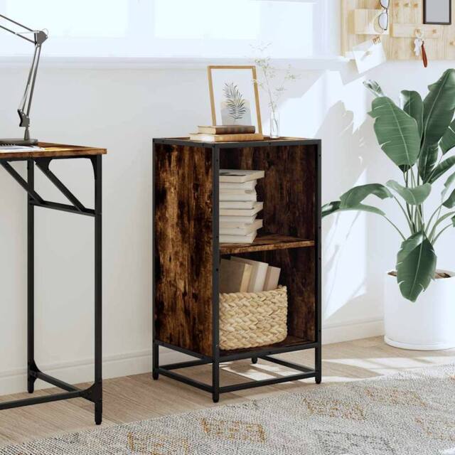 Berkfield Home Modern Book Cabinet Smoked Oak 40x35x76 cm Engineered Wood in Brown - Size: 40 x 35 x 76 cm - image 1