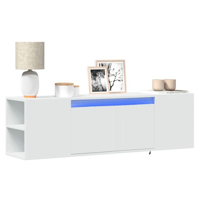 Berkfield Home TV Wall Cabinet with LED Lights White 135x31x39.5 cm - image 1