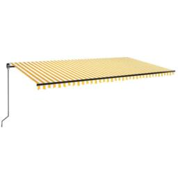 Berkfield Home Manual Retractable Awning with LED 600x350 cm Yellow & White - thumbnail 2