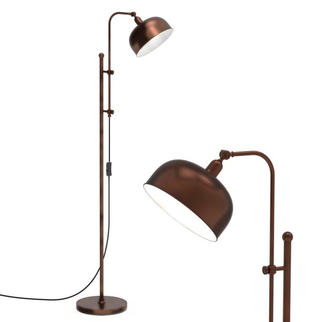 Costway Industrial Metal Floor Lamp Height Adjustable Tall Lightstand with 180 Degree Lampshade in Brown - image 1