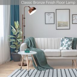 Costway Industrial Metal Floor Lamp Height Adjustable Tall Lightstand with 180 Degree Lampshade in Brown - thumbnail 3