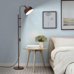 Costway Industrial Metal Floor Lamp Height Adjustable Tall Lightstand with 180 Degree Lampshade in Brown - thumbnail 4