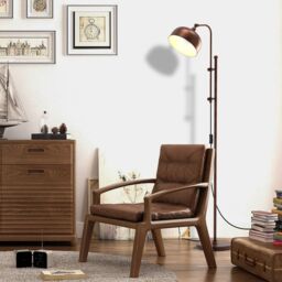 Costway Industrial Metal Floor Lamp Height Adjustable Tall Lightstand with 180 Degree Lampshade in Brown - thumbnail 6