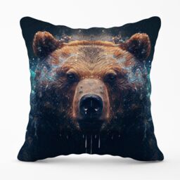 Warren Reed - Designer Brown Bear Face Splashart Outdoor Cushion - Size: 45 cm x 45 cm - thumbnail 1