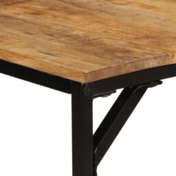 Berkfield Home Dining Table 140x70x75 cm Solid Wood Rough Mango in Brown - Size: 140 x 70 x 75 cm - thumbnail 5