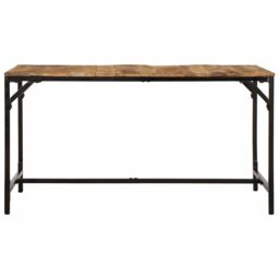 Berkfield Home Dining Table 140x70x75 cm Solid Wood Rough Mango in Brown - Size: 140 x 70 x 75 cm - thumbnail 2