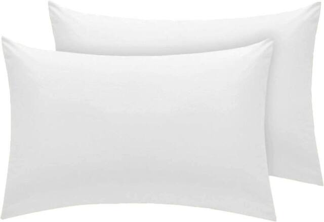 Homes-Linen Luxury Percale Polycotton Housewife Pillowcases 50x75cm Pack of 2 in White - Size: Standard Pillow Case - image 1