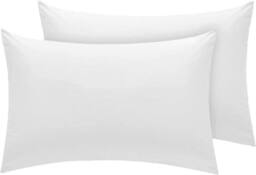 Homes-Linen Luxury Percale Polycotton Housewife Pillowcases 50x75cm Pack of 2 in White - Size: Standard Pillow Case