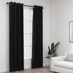Berkfield Home Linen-Look Blackout Curtains 2 pcs Anthracite 140x245cm - Size: 140x245 cm
