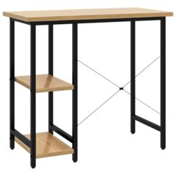 Berkfield Home Computer Desk Black & Light Oak 80x40x72 cm MDF & Metal in Brown - Size: 80 x 40 x 72 cm - thumbnail 5