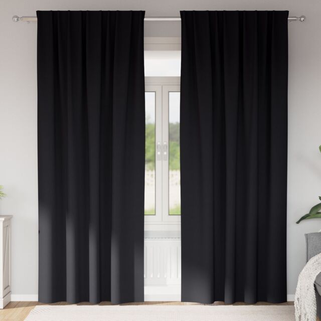 Berkfield Home Curtains with Curtains 2 pcs Black 260 x 140 cm Polyester - image 1