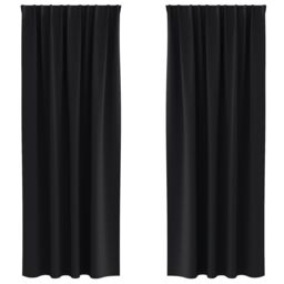 Berkfield Home Curtains with Curtains 2 pcs Black 260 x 140 cm Polyester - thumbnail 2