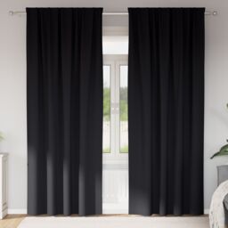 Berkfield Home Curtains with Curtains 2 pcs Black 260 x 140 cm Polyester - thumbnail 1