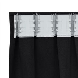 Berkfield Home Curtains with Curtains 2 pcs Black 260 x 140 cm Polyester - thumbnail 4