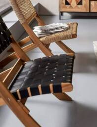 Nordlys Indoor Outdoor Armchair in Solid Acacia Wood & Rope in Black - thumbnail 2