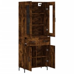 Berkfield Home Highboard Smoked Oak 69.5x34x180 cm Engineered Wood in Brown - thumbnail 4
