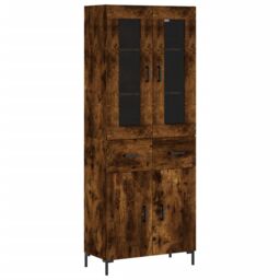 Berkfield Home Highboard Smoked Oak 69.5x34x180 cm Engineered Wood in Brown - thumbnail 2