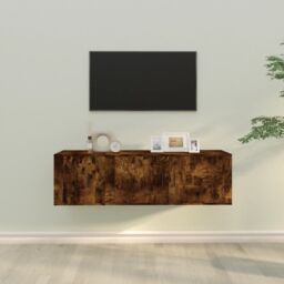 Berkfield Home 2 Piece TV Cabinet Set Smoked Oak Engineered Wood in Brown - thumbnail 1