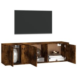 Berkfield Home 2 Piece TV Cabinet Set Smoked Oak Engineered Wood in Brown - thumbnail 3