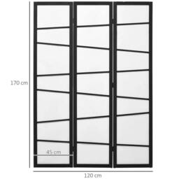NESTLUNE Folding Room Divider 3 Panel Privacy Screen Protector in Black - thumbnail 6